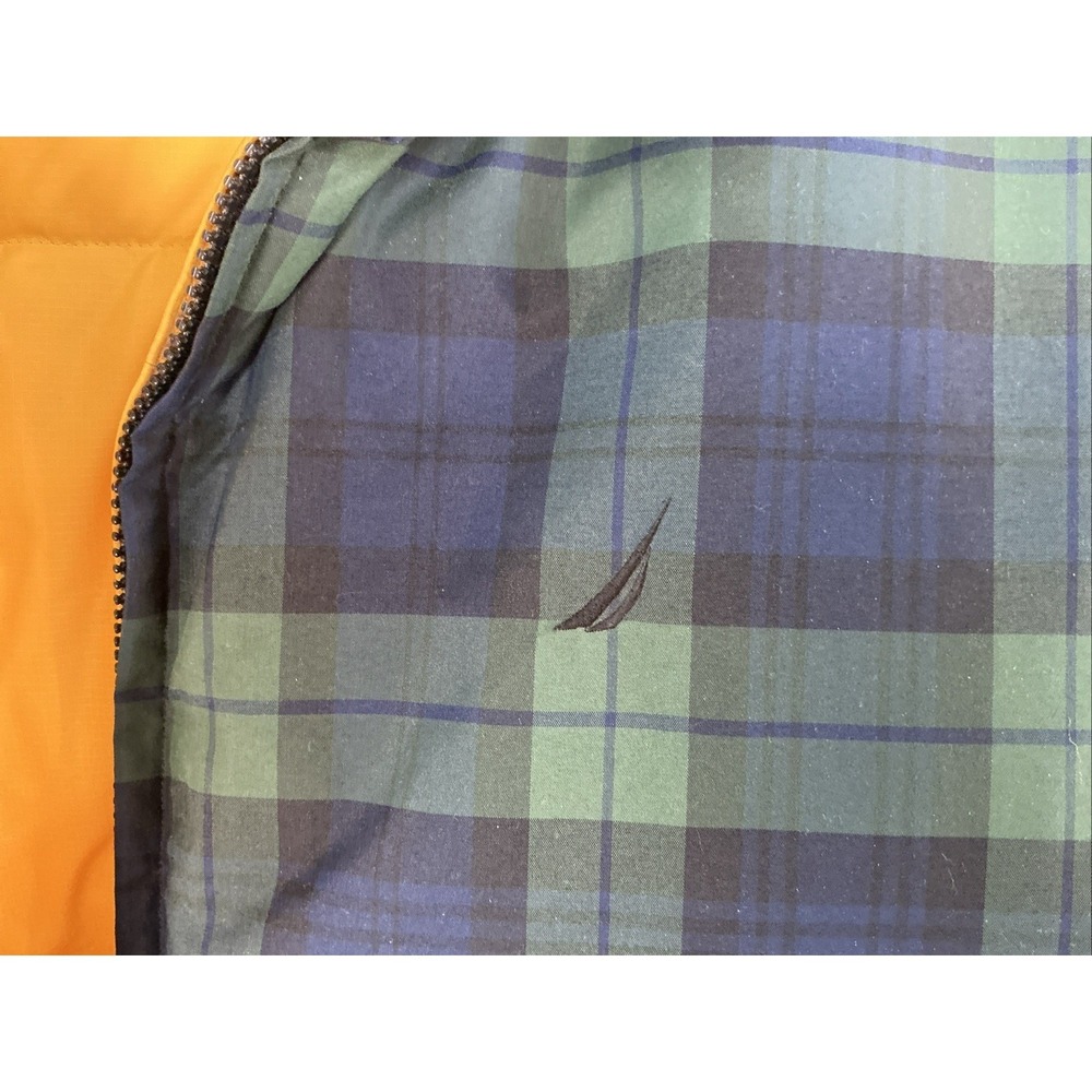 Nautica Mens Vtg Reversible Puffer Down Fill Winter Coat Jacket Plaid Tartan XL - Picture 4 of 11